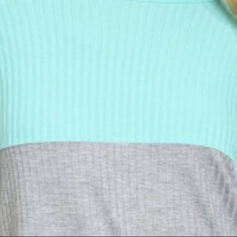 Colorblock Long Sleeve Pullover Shirt - Aqua, Dove - Picture 6 of 8